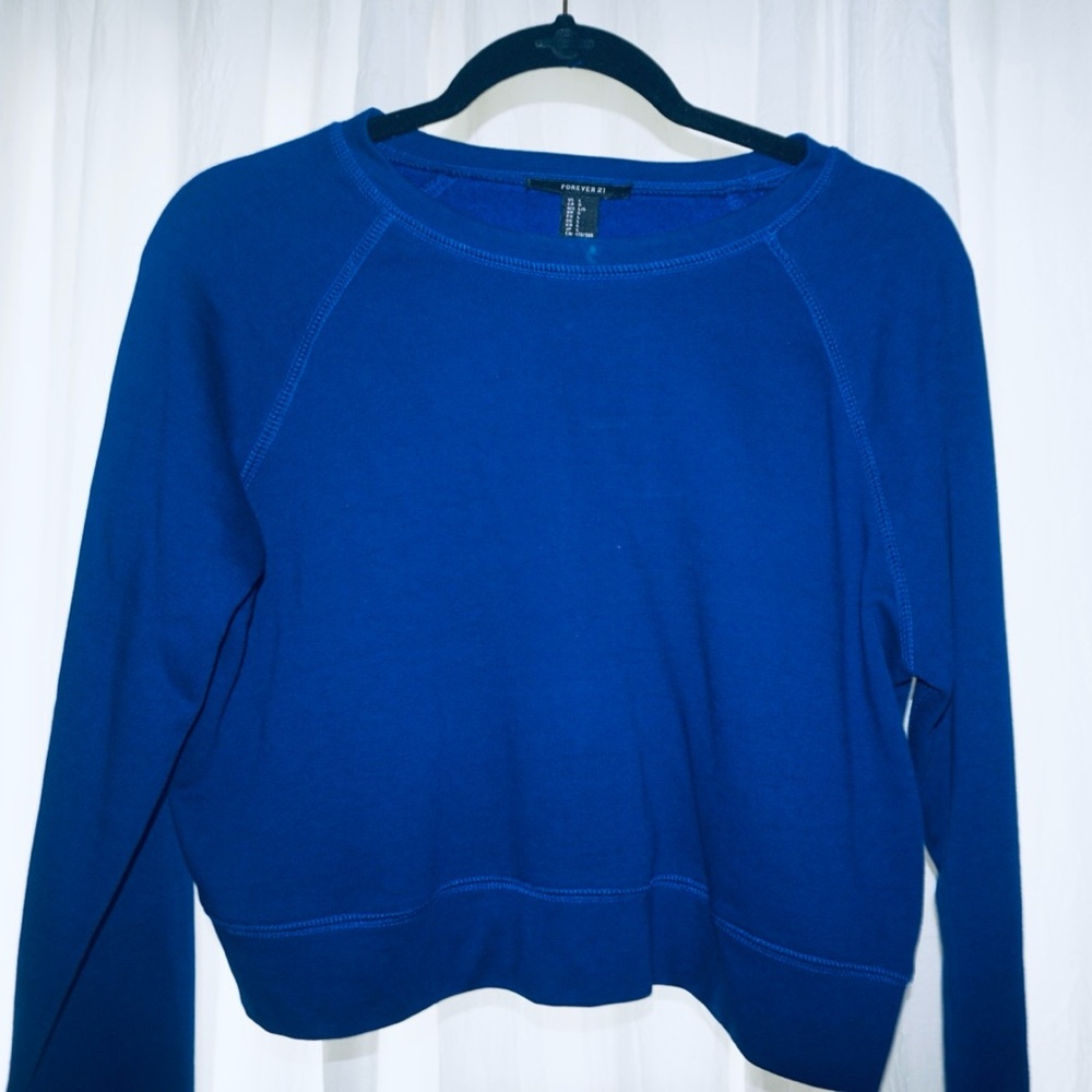 Forever 21 Royal Blue Cropped Pullover